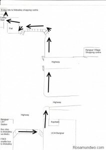 How to walk to Mid Valley shopping mall from Bangsar Station Walking Map