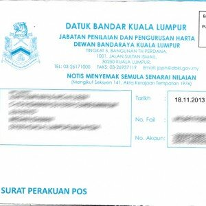 Dewan Bandaraya Kuala Lumpur Valuation List Letter Misc